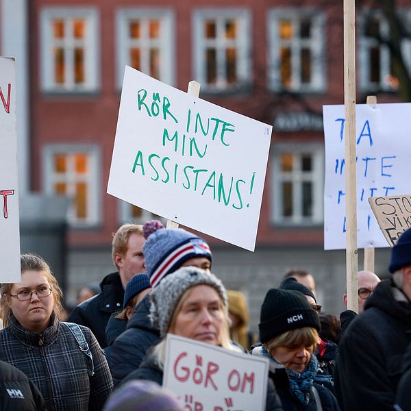 En manifestation för rätten till assistans