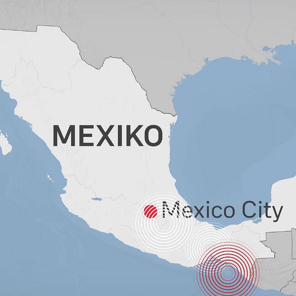 Karta över jordskalven i Mexiko