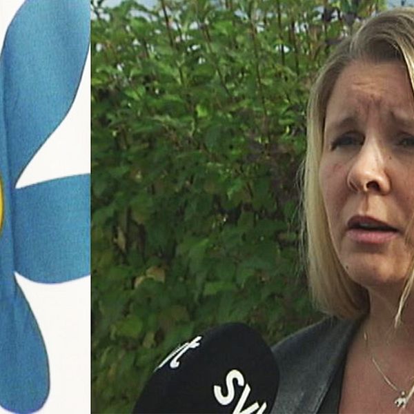 Madelene Vestin, Sverigedemokraternas ordförande i Dalarna och SD:s logotype