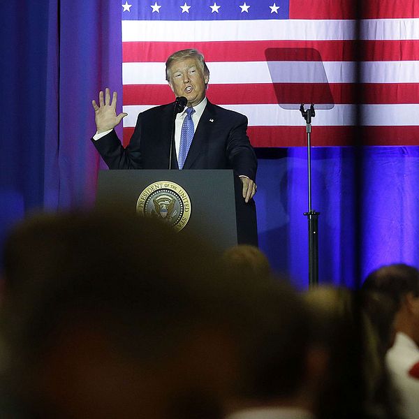Donald Trump presenterar skattereformen i Indianapolis, Indiana