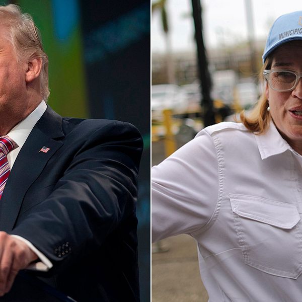 USA:s president Donald Trump och San Juans borgmästare Carmen Yulin Cruz.
