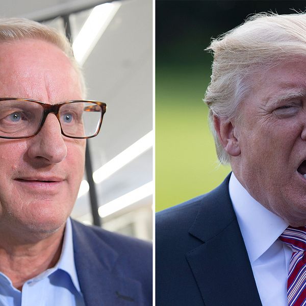 Fd utrikesminister Carl Bildt och USA:s president Donald Trump.