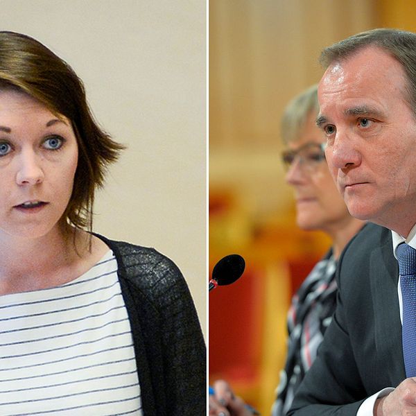 Miljöpartiets migrationspolitiska talesperson Maria Ferm och Statsminister Stefan Löfven.