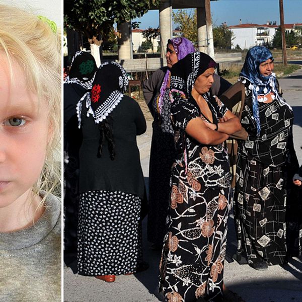 Kvinnor i det romska läger utanför Farsala, Grekland, där fyraåriga Maria hittades.