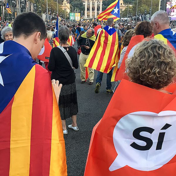 Gatufest före folkomröstningen om självständighet för Katalonien