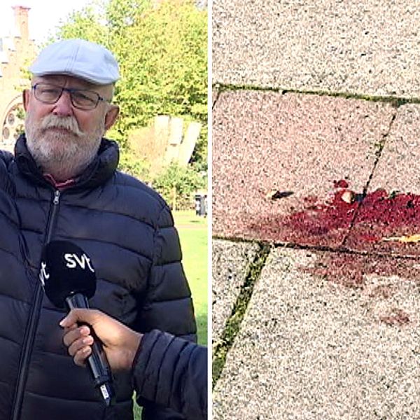 Olle Friberg berättar hur han hamnade mitt i händelserna och såg fler skadade människor ligga på gräsmattan.