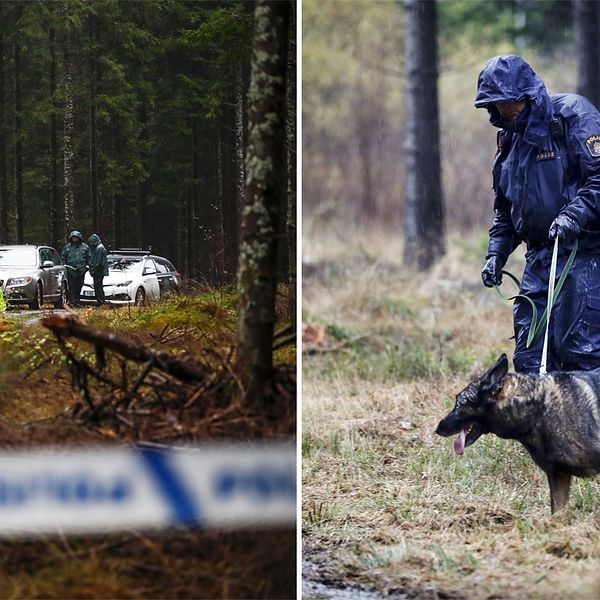Poliser vid området runt Mulleberget i Ulricehamn, där en kvinna hittats död under gårdagen.