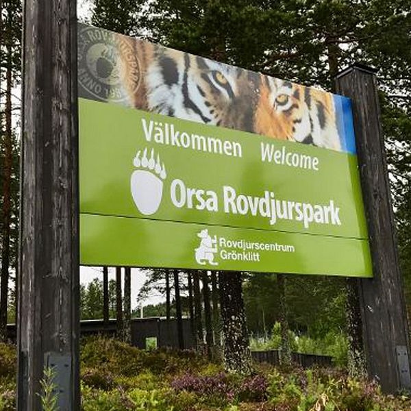 Välkomstskylt i Orsa rovdjurspark