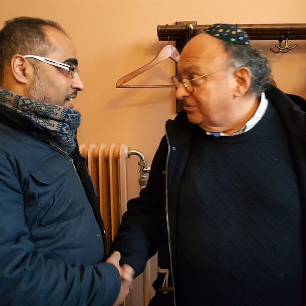 Ala Eddin Al Qut, verksamhetsledare för ett muslimskt studieförbund, och Freddy Gellberg, ordförande för judiska församlingen i Malmö.