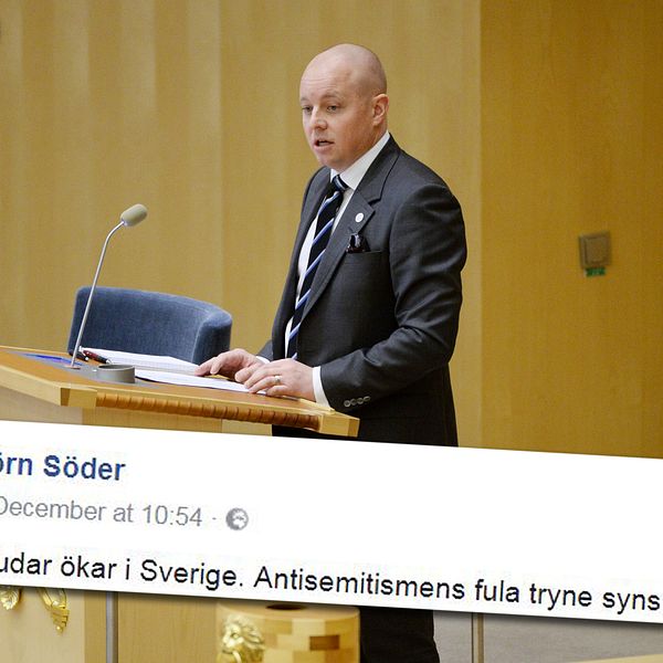 ”Vi ser idag i Sverige en framväxande antisemitism som i många delar är importerad från Mellanöstern”, enligt Söder.