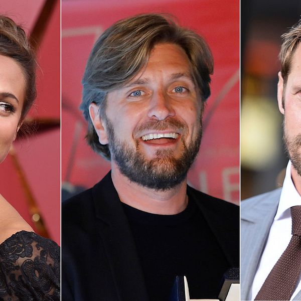 Svenska stjärnorna Alicia Vikander, Ruben Östlund och Alexander Skarsgård.