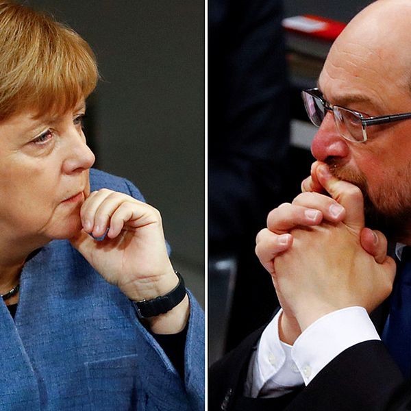 Angela Merkels CDU och Martin Schulz Socialdemokrater