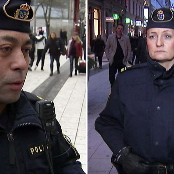 Till vänster polisen Peter och till höger polisen Annika.