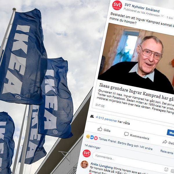 Många har reagerat i sociala medier på nyheten om Ikeagrundaren Ingvar Kamprads bortgång.