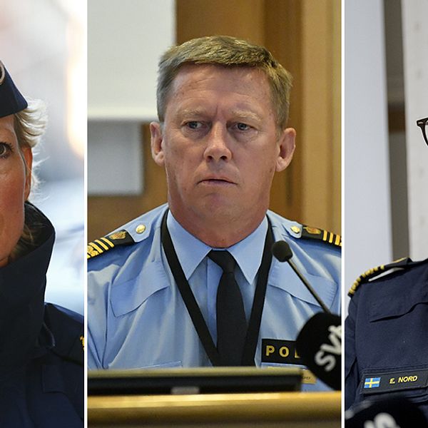 Lena Matthijs, polisområdeschef Älvsborg, Klas Friberg, polisregionchef i Göteborg och Erik Nord, polisområdeschef Storgöteborg.