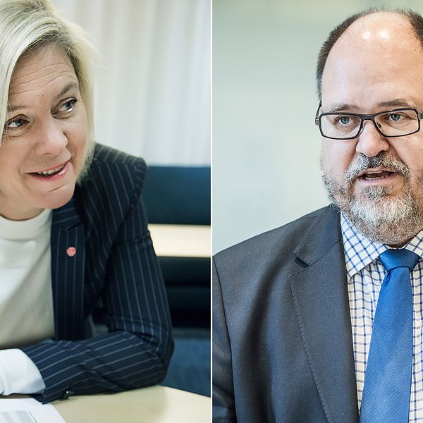 Finansminister Magdalena Andersson (S) och LO-ordförande Karl-Petter Thorwaldsson