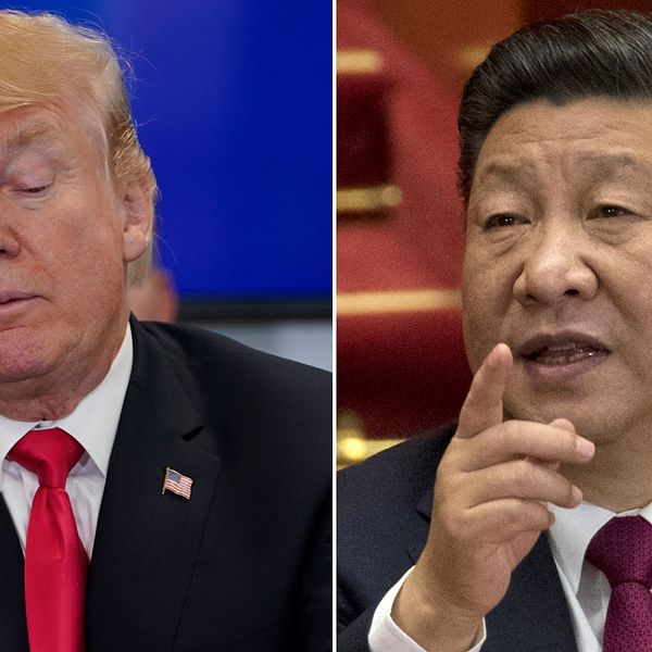 Till vänster USA:s president Donald Trump, till höger Kinas president Xi Jinping.