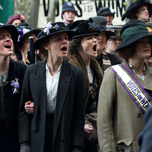 Violet Miller (Anne-Marie Duff), Maud Watts (Carey Mulligan) och Edith Ellyn (Helena Bonham Carter).