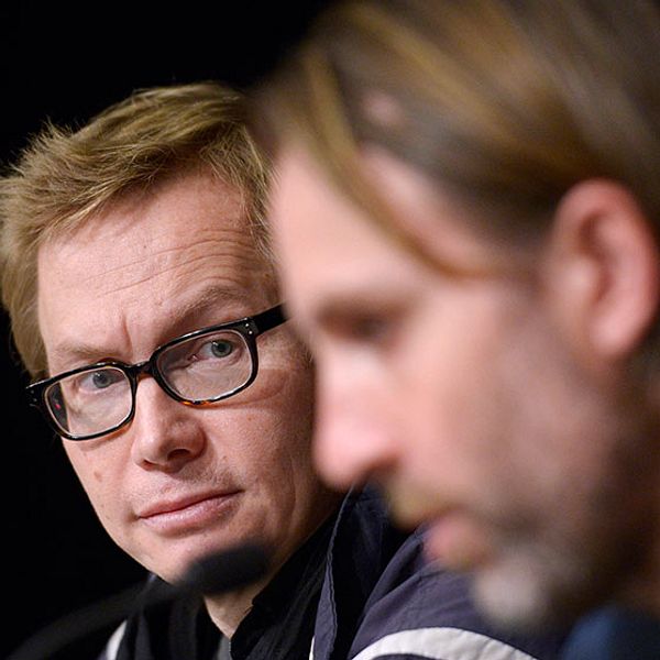 De friade journalisterna Magnus Falkehed och Niclas Hammarström mötte pressen efter frisläppandet.