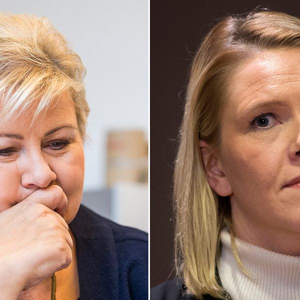 Norges statsminister Erna Solberg (H) och Norges justitie- och invandringsministern Sylvi Listhaug (FrP).