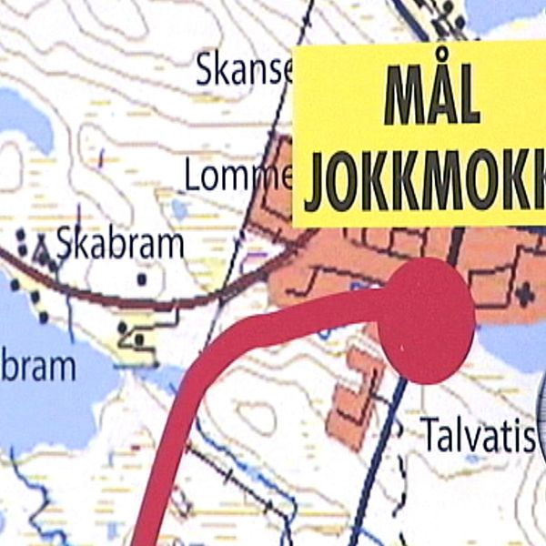 En bild på en karta med texten ”Mål Jokkmokk”.