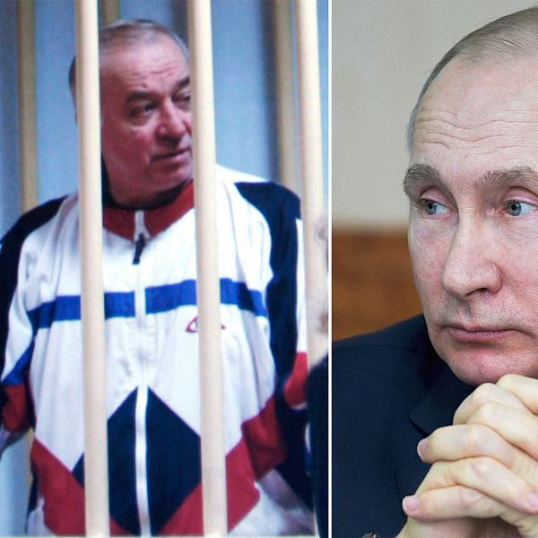 Den före detta dubbelagenten Sergej Skripal och Rysslands president Putin.