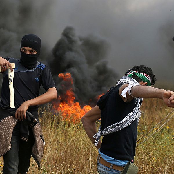 Palestinier som deltog i fredagens våldsamma sammanstötningar i Gaza