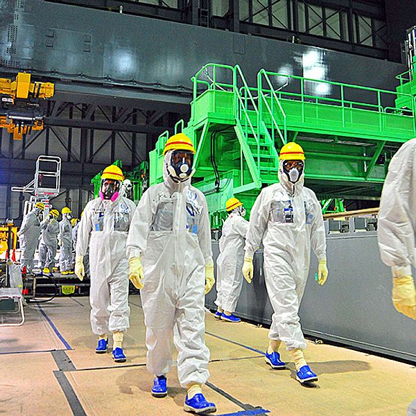 IAEA (Internationella atomenergiorganet) inspekterar det havererade kärnkraftverket i Fukushima, Japan i november 2013.
