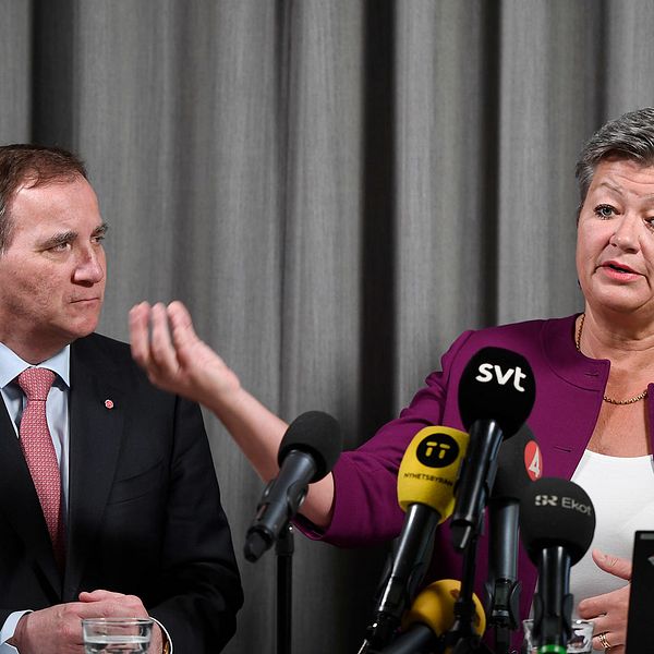 Socialdemokraternas partiledare Stefan Löfven och partiets arbetsmarknadspolitiska talesperson Ylva Johansson presenterar nya förslag kring arbetskraftsinvandringen.