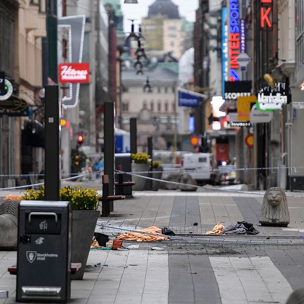 Drottninggatan efter terrorattacken i april 2017.