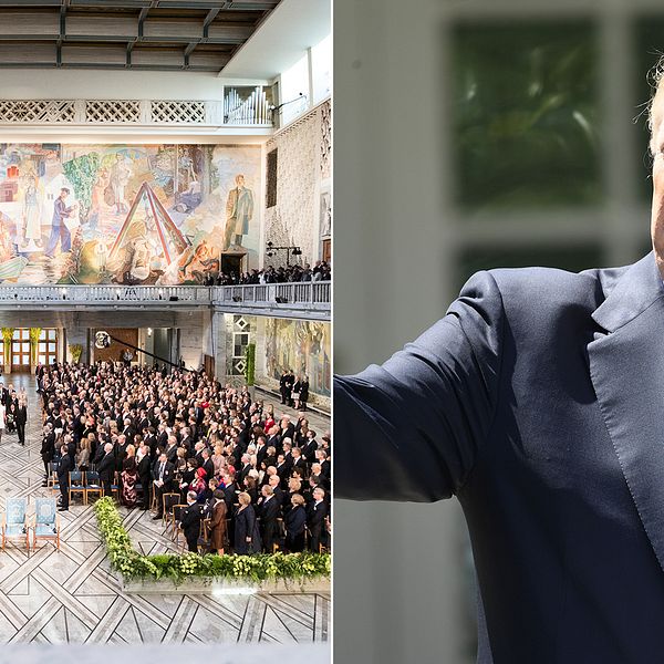 Nobels fredsprisutdelning i december 2017 i Oslos rådhus. USA:s president Donald Trump är nominerad till fredspriset 2019.