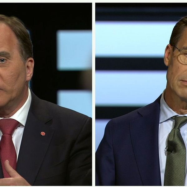 Stefan Löfven och Ulf Kristersson i kvällens första duell.