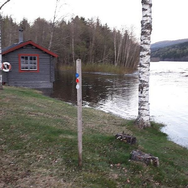 Översvämning vid Sysslebäcks camping.