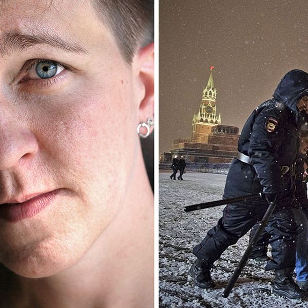 RFSL:s ordförande Ulrika Westerlund greps med ett tiotal andra hbtq-aktivister på Röda Torget i Moskva.