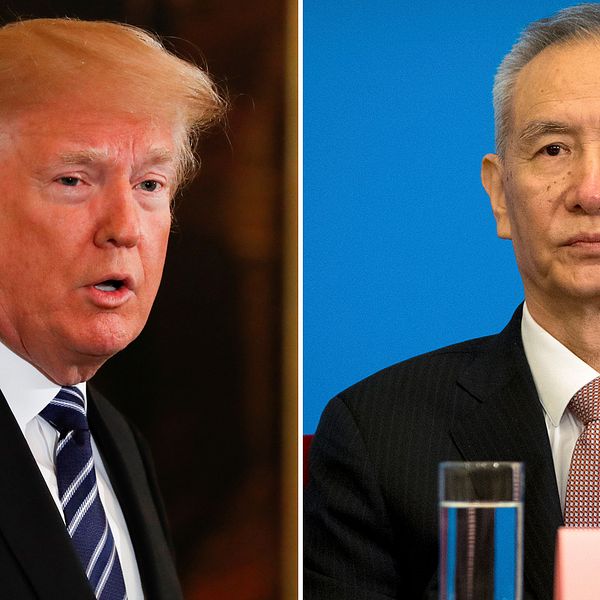 USA:s president Donald Trump och Kinas vice premiärminister Liu He.