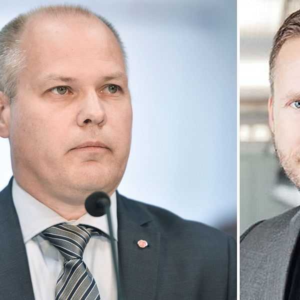 Sebastian Merlöv i Lomma (till höger) hoppar av riksdagslistan i protest mot justitie- och inrikesminister Morgan Johansson (S).