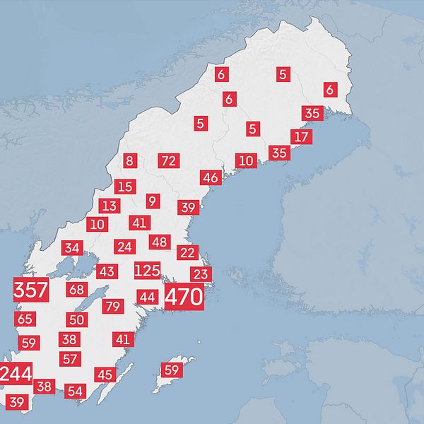 Antal laddstationer runtom i Sverige.