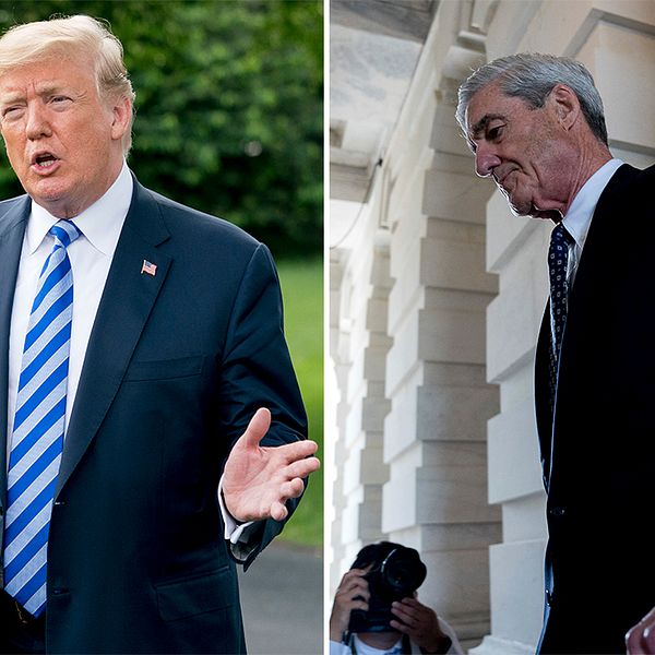 President Donald trump och utrdaren Robert Mueller.