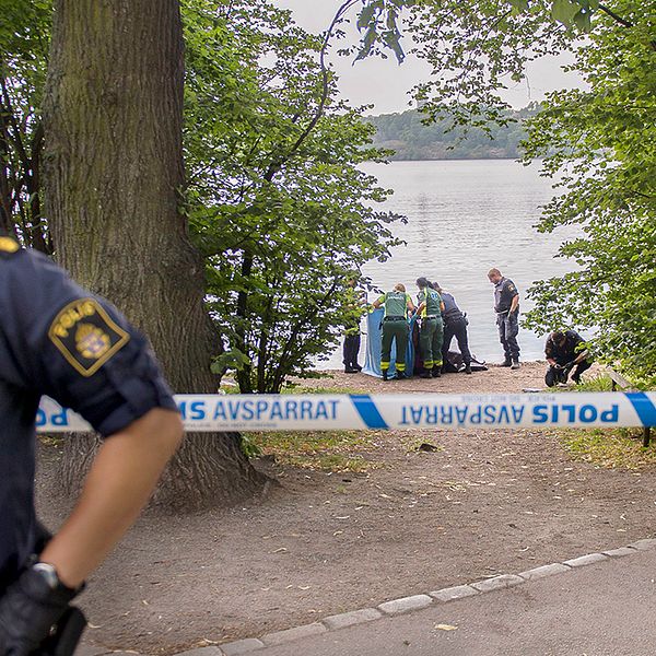 En polisavspärrning vid en drunkningsolycka.