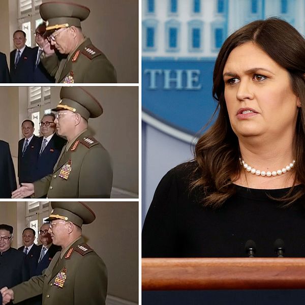 Donald Trumps kritiserade honnör med ministern No Kwang Chol försvarades av Vita husets presstalesperson Sarah Huckabee Sanders