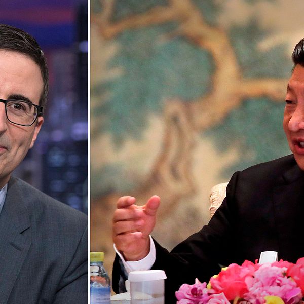 John Oliver och Kinas ledare Xi Jinping.