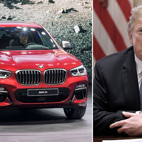 En BMW och president Donald Trump.