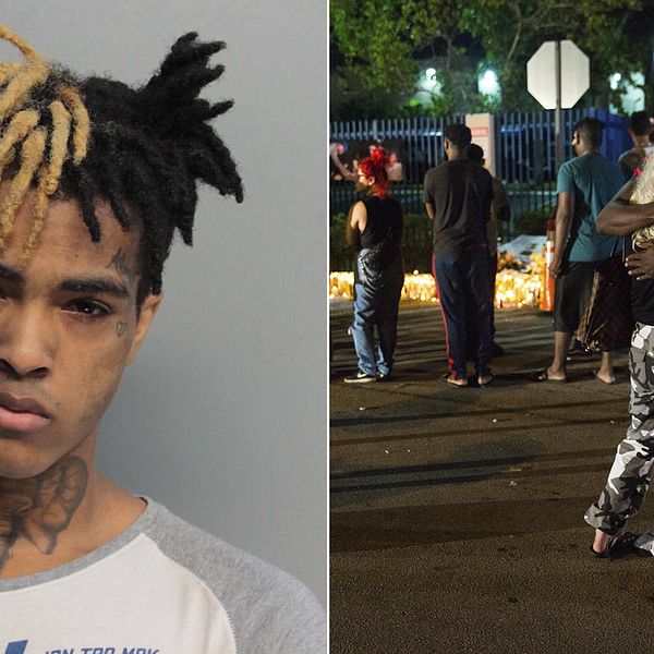 Fans samlades vid mordplatsen i Deerfield, Florida för att sörja efter att XXXTentacion skjutits till döds den18 juni.