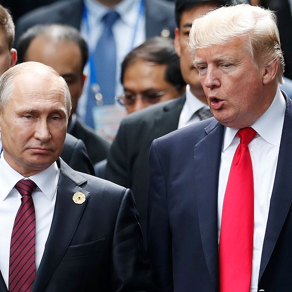 Vladimir Putin (till vänster) och Donald Trump vid ett tidigare möte.