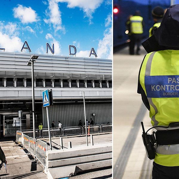 Arlanda flygplats och en gränspolis.