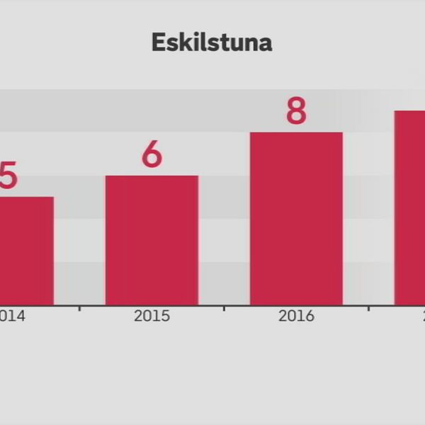Statistiken visar antalet Ivo-anmälningar som ökat från 5 år 2014 till 9 år 2017.