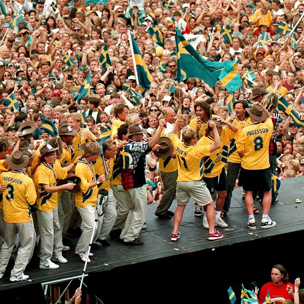 Svenska fotbollslandslaget 1994 i Rålambshovsparken i Stockholm.