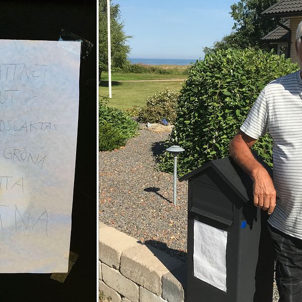 Pensionären Per-Olov Westman fick en arg lapp uppsatt på sin brevlåda på grund av sin gröna gräsmatta i Skummeslöv.