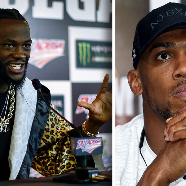 Tungviktsmästarna Deontay Wilder (vänster) och Anthony Joshua (höger).