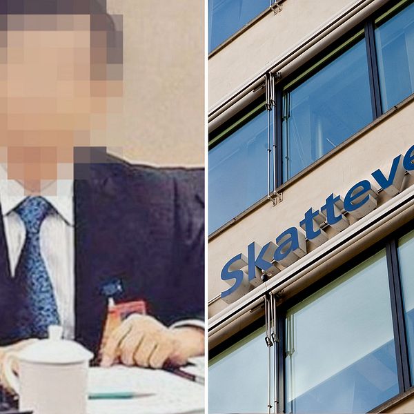 T.v den misstänkte mannen och t.h Skatteverkets kontor i Stockholm.